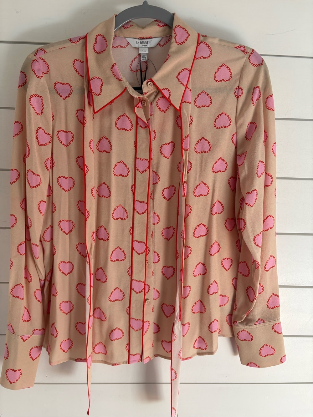 LK Bennett NWT Heart  Print Bow Blouse - Picture 4 of 12